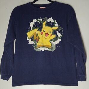Vintage Pokemon Shirt Large Nintendo Pikachu Long Sleeve Tee 2007 Anime Cartoon
